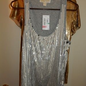 Michael Kors Silver Sequin Tank Top